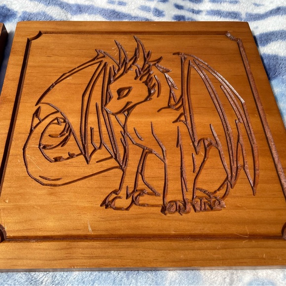 Set Of 2 Anime Style Pyrography Art Wood Hanging Wall Plaques ONE OF A KIND - Picture 5 of 11